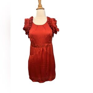 NWT Esley Red/Orange Ruffle Sleeved Mini Dress-size Med